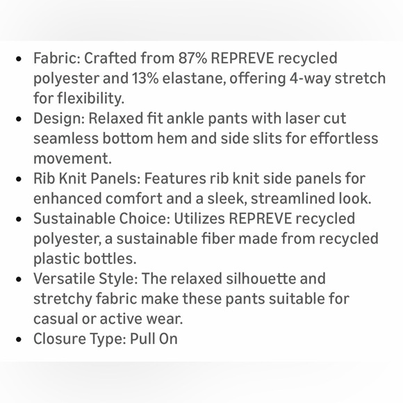 NWT🌺Kirkland Signature•Black Cropped Relaxed Fit Pants - Picture 7 of 7